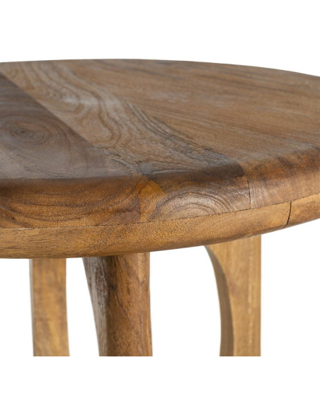 Table basse rétro chic Ronde 55 cm Bois de manguier Miel Calma 