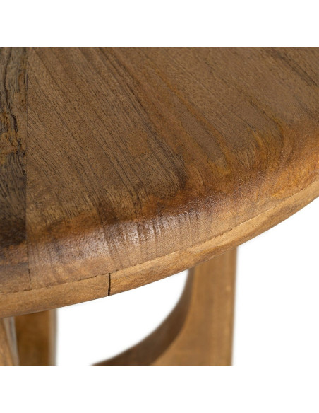 Table basse rétro chic Ronde 55 cm Bois de manguier Miel Calma 