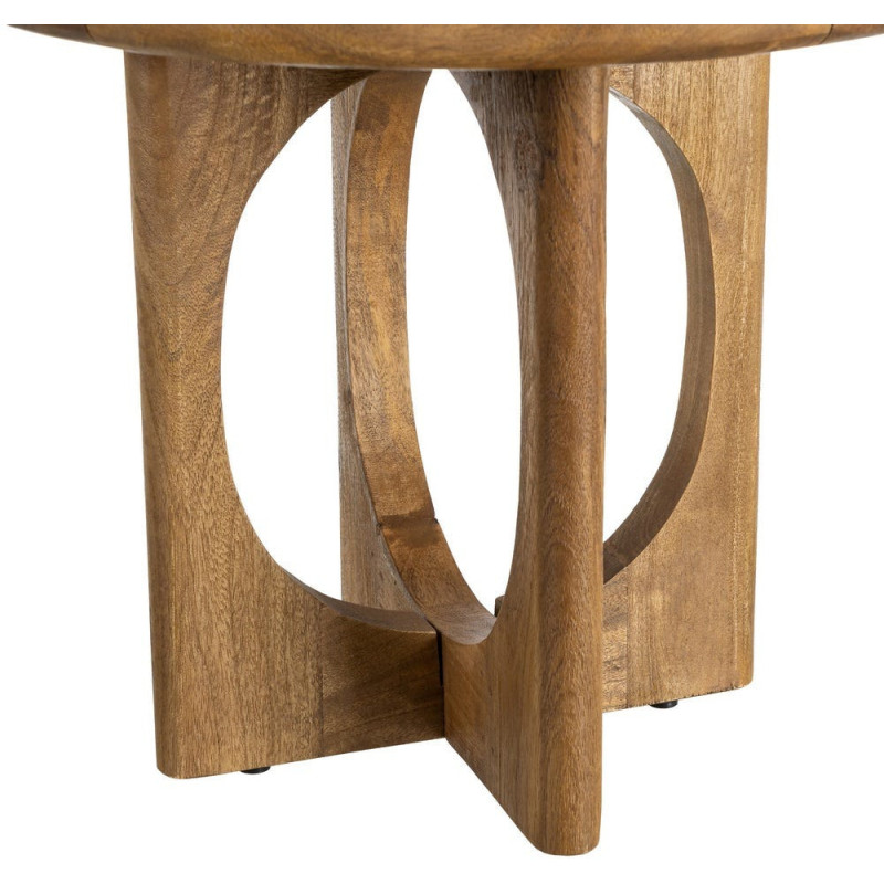 Table basse rétro chic Ronde 55 cm Bois de manguier Miel Calma 