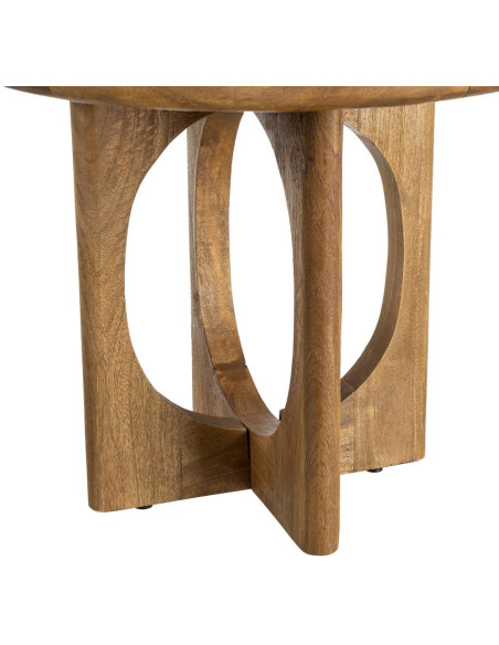Table basse rétro chic Ronde 55 cm Bois de manguier Miel Calma 