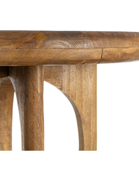 Table basse rétro chic Ronde 55 cm Bois de manguier Miel Calma 