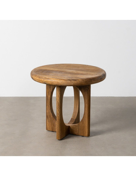 Table basse rétro chic Ronde 55 cm Bois de manguier Miel Calma 