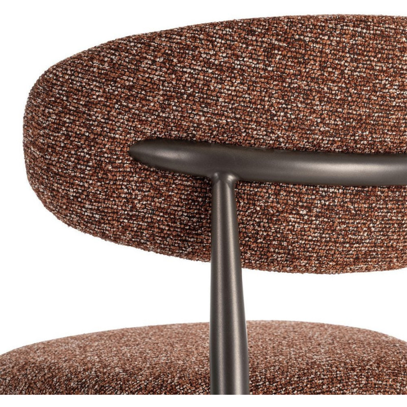 Lot de 2 Tabourets de bar rétro chic Tissu Rouge brique Chiné Métal Noir Mat Brasa 