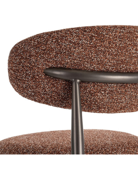 Lot de 2 Tabourets de bar rétro chic Tissu Rouge brique Chiné Métal Noir Mat Brasa 