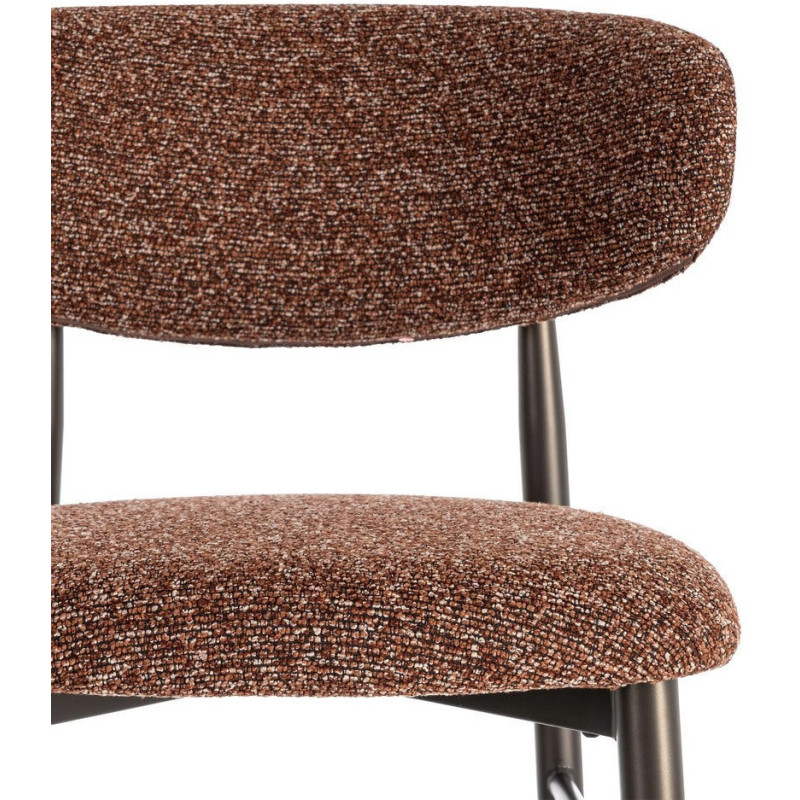 Lot de 2 Tabourets de bar rétro chic Tissu Rouge brique Chiné Métal Noir Mat Brasa 