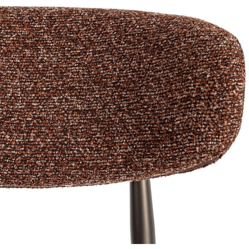 Lot de 2 Tabourets de bar rétro chic Tissu Rouge brique Chiné Métal Noir Mat Brasa 