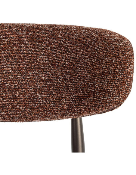 Lot de 2 Tabourets de bar rétro chic Tissu Rouge brique Chiné Métal Noir Mat Brasa 