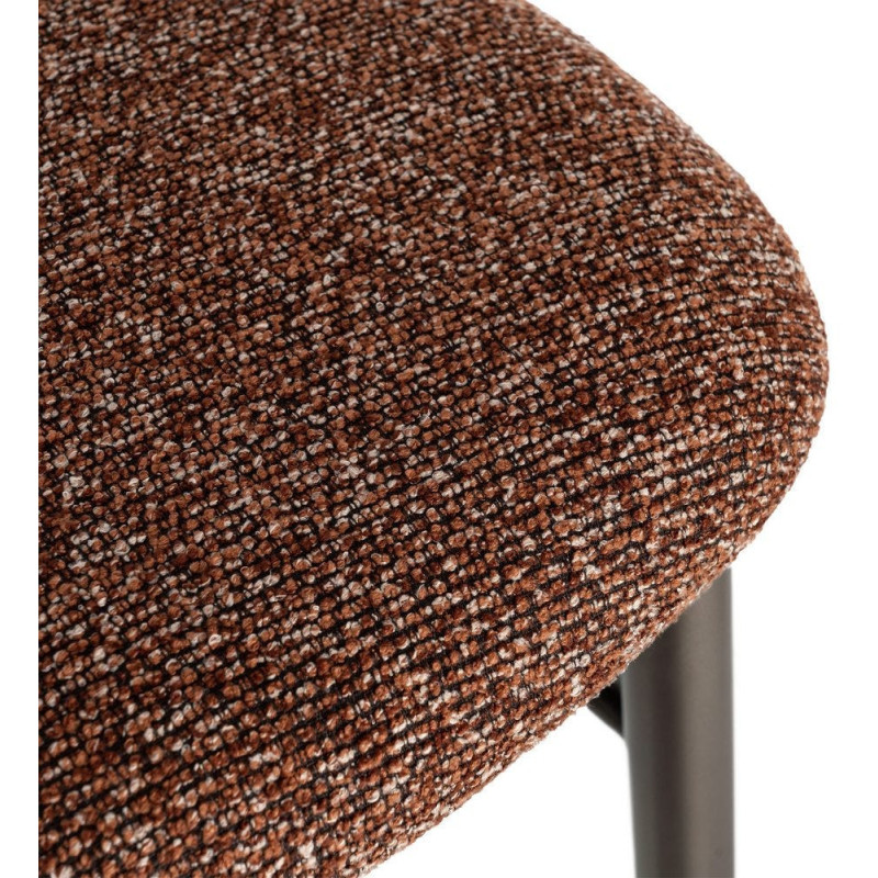 Lot de 2 Tabourets de bar rétro chic Tissu Rouge brique Chiné Métal Noir Mat Brasa 