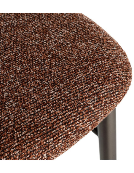 Lot de 2 Tabourets de bar rétro chic Tissu Rouge brique Chiné Métal Noir Mat Brasa 