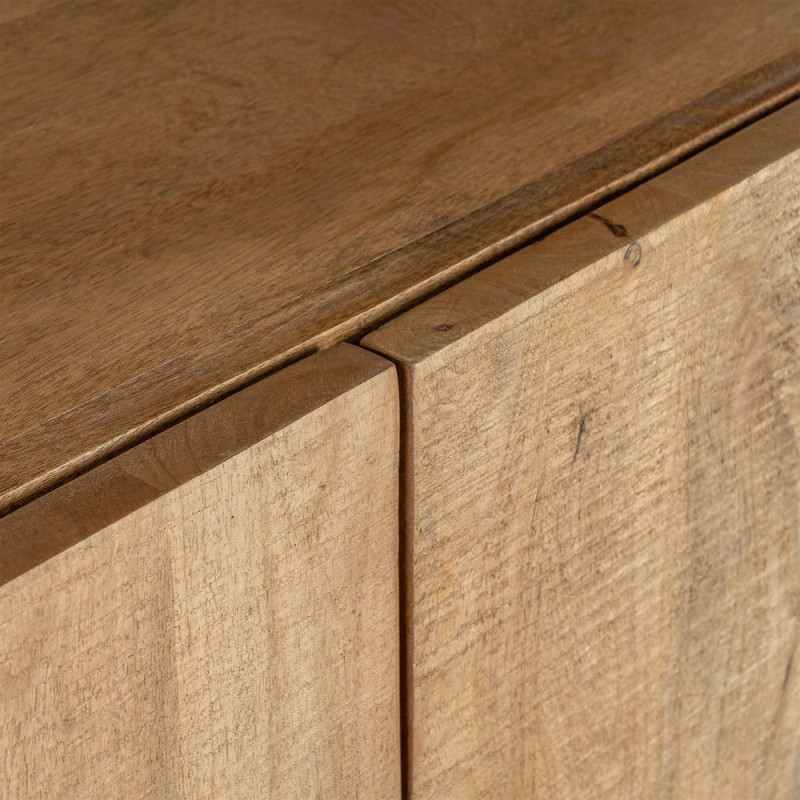 Grande Bibliothèque industrielle chic 2 portes 3 étagères Bois de manguier Naturel Métal Noir Ohio 