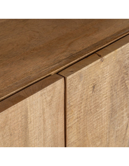 Grande Bibliothèque industrielle chic 2 portes 3 étagères Bois de manguier Naturel Métal Noir Ohio 