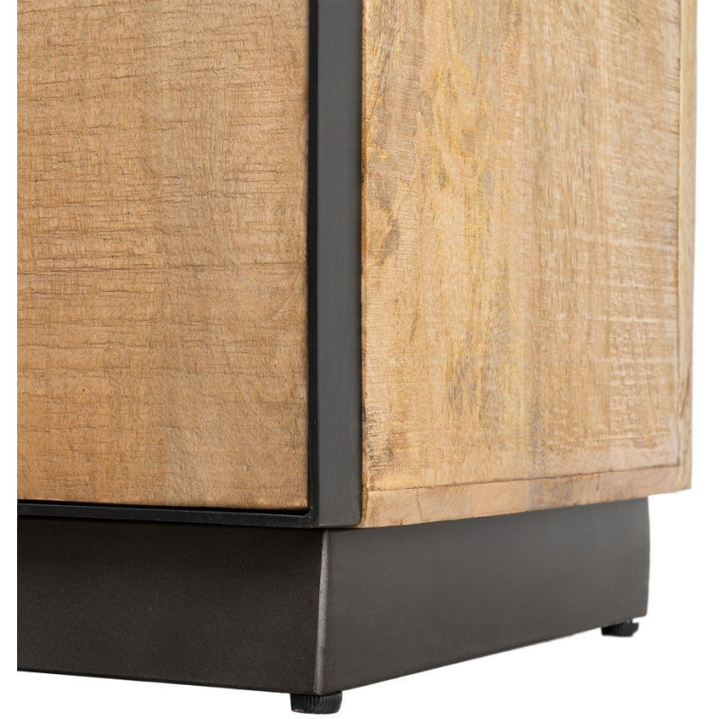 Grande Bibliothèque industrielle chic 2 portes 3 étagères Bois de manguier Naturel Métal Noir Ohio 