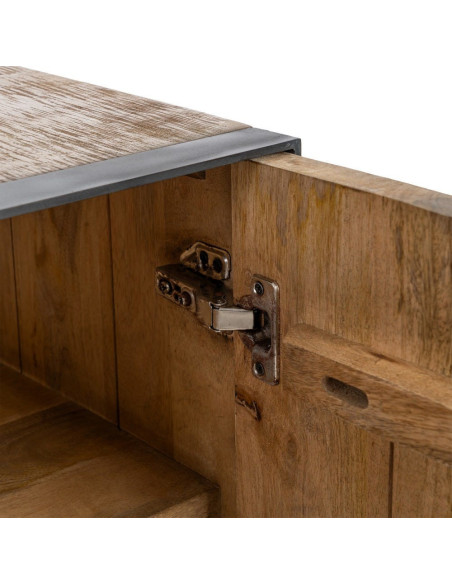 Buffet bahut industriel chic Bas 150 cm Bois de manguier Naturel Métal Noir Ohio 