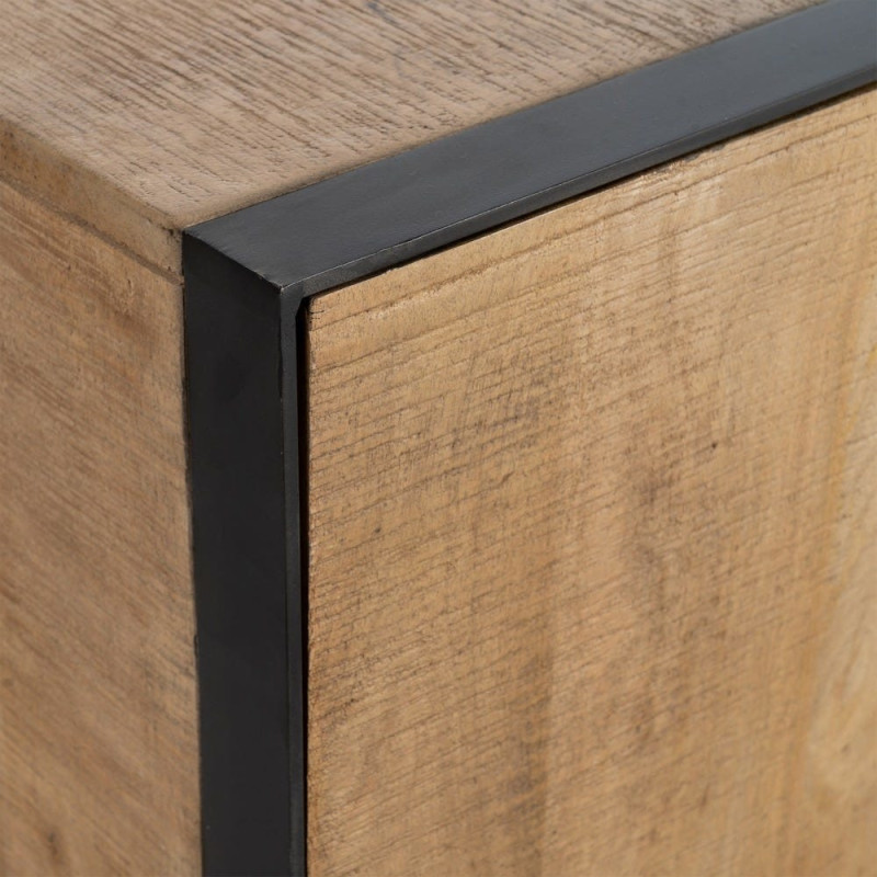 Buffet bahut industriel chic Bas 150 cm Bois de manguier Naturel Métal Noir Ohio 