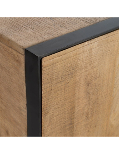 Buffet bahut industriel chic Bas 150 cm Bois de manguier Naturel Métal Noir Ohio 