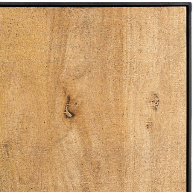 Buffet bahut industriel chic Bas 150 cm Bois de manguier Naturel Métal Noir Ohio 