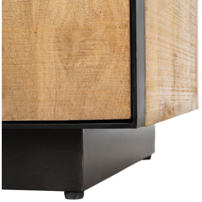 Buffet bahut industriel chic Bas 150 cm Bois de manguier Naturel Métal Noir Ohio 