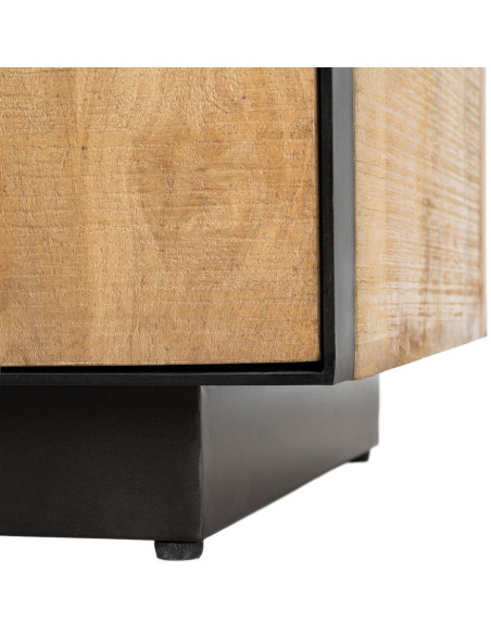 Buffet bahut industriel chic Bas 150 cm Bois de manguier Naturel Métal Noir Ohio 