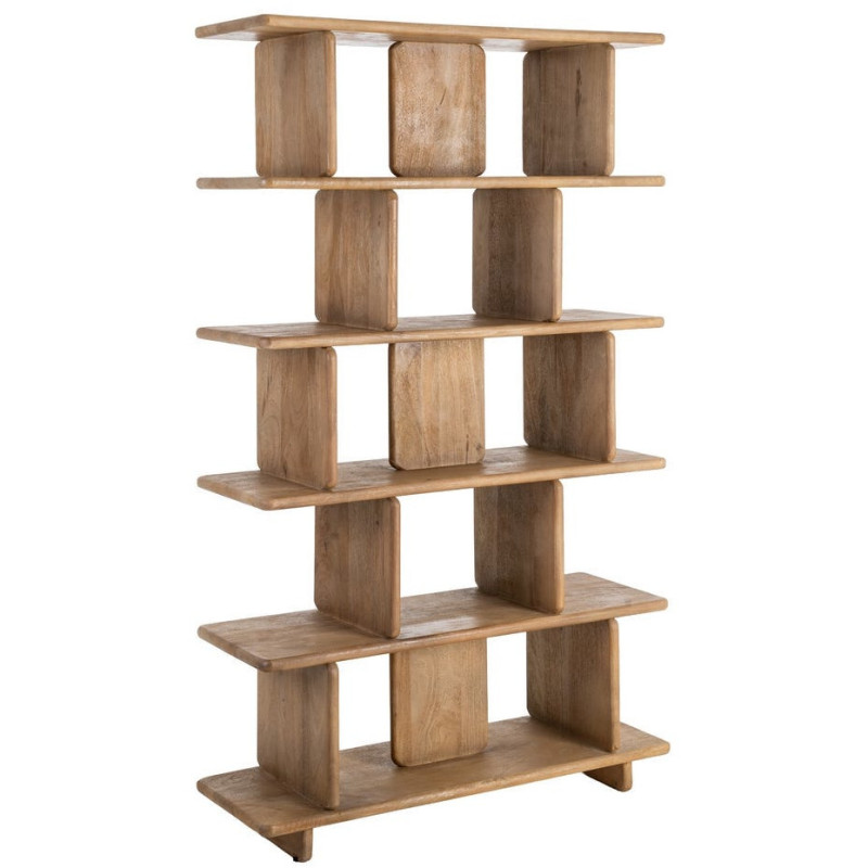 Grande Étagère asymétrique Wabi-sabi 6 niveaux Bois de manguier Naturel Eje 