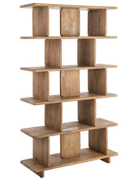 Grande Étagère asymétrique Wabi-sabi 6 niveaux Bois de manguier Naturel Eje 