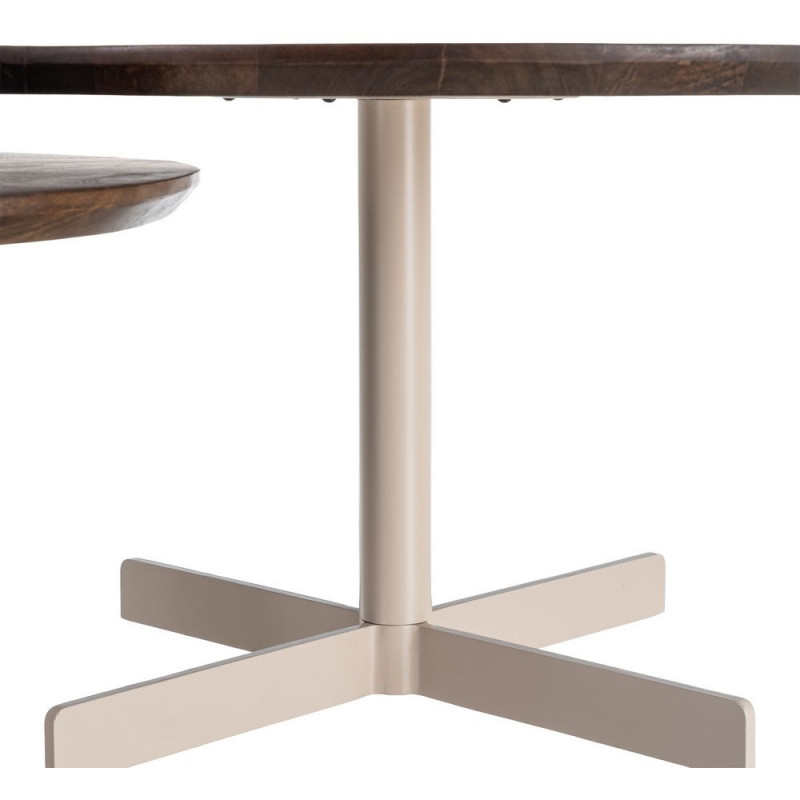 Table basse gigogne industrielle chic Ronde Métal Beige Marron Orbita 