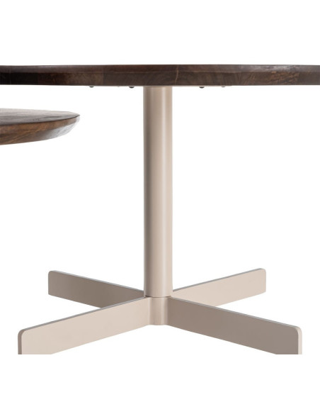 Table basse gigogne industrielle chic Ronde Métal Beige Marron Orbita 