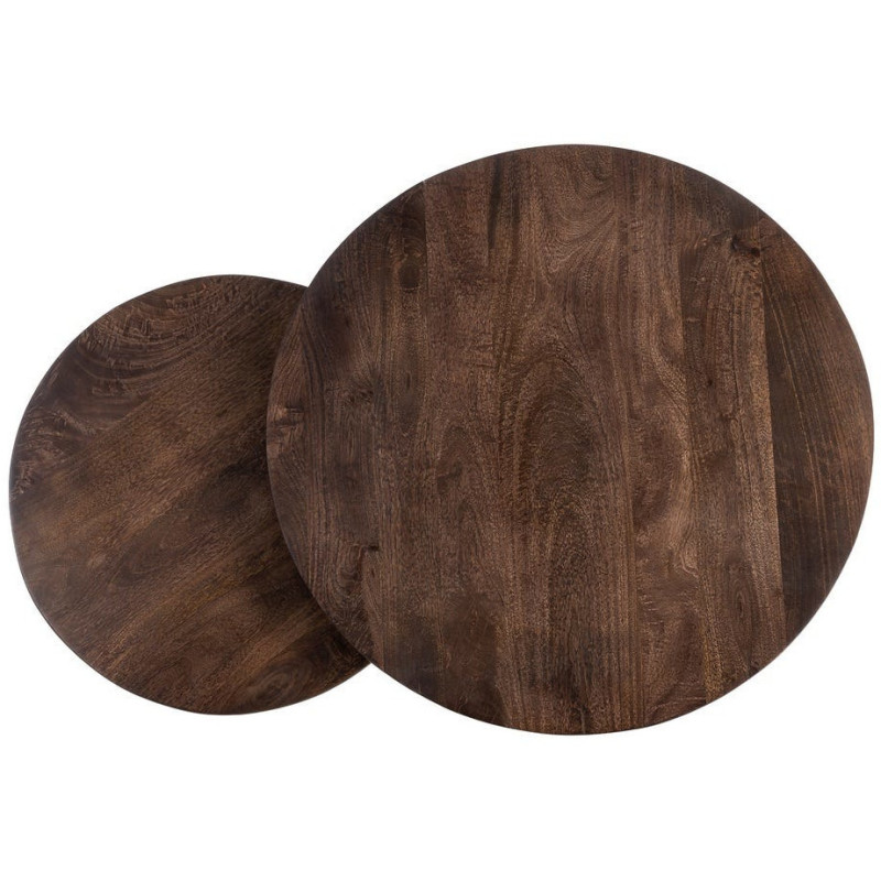 Table basse gigogne industrielle chic Ronde Métal Beige Marron Orbita 