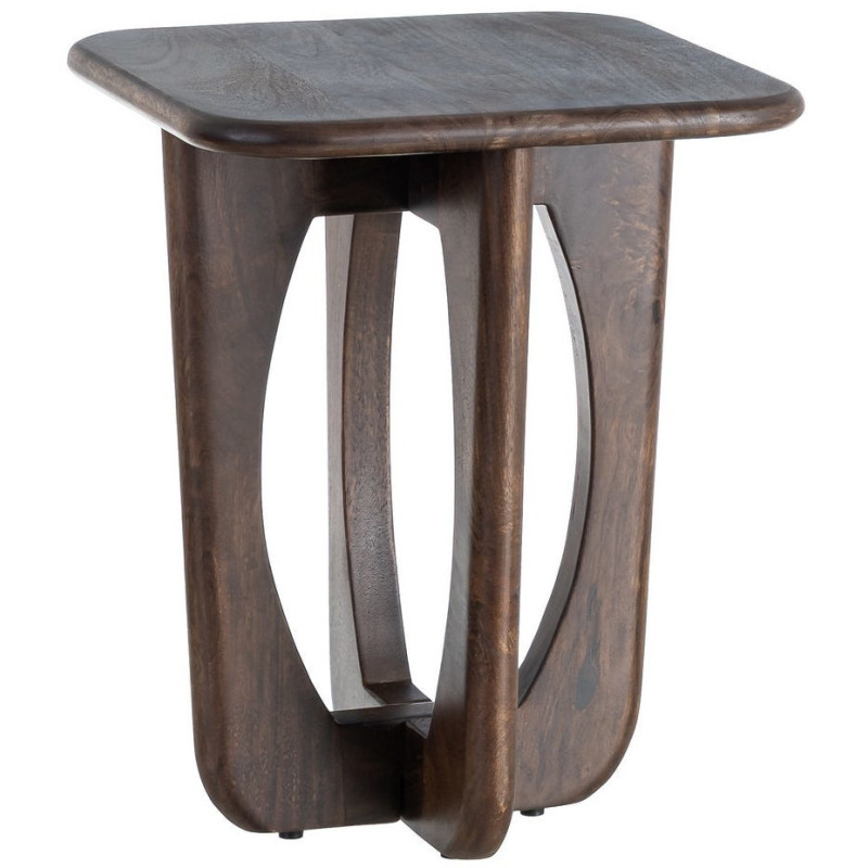 Table d'appoint moderne Japandi Carrée 45 cm Bois de manguier Naturel Umbral 