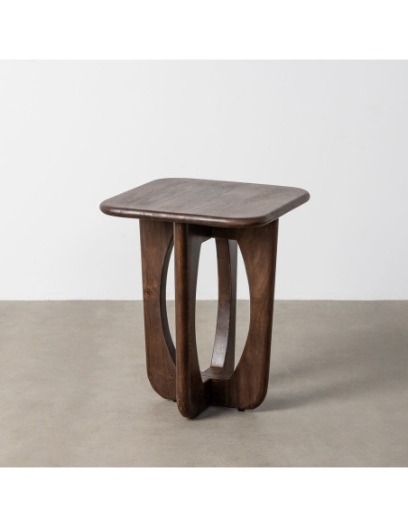 Table d'appoint moderne Japandi Carrée 45 cm Bois de manguier Naturel Umbral 