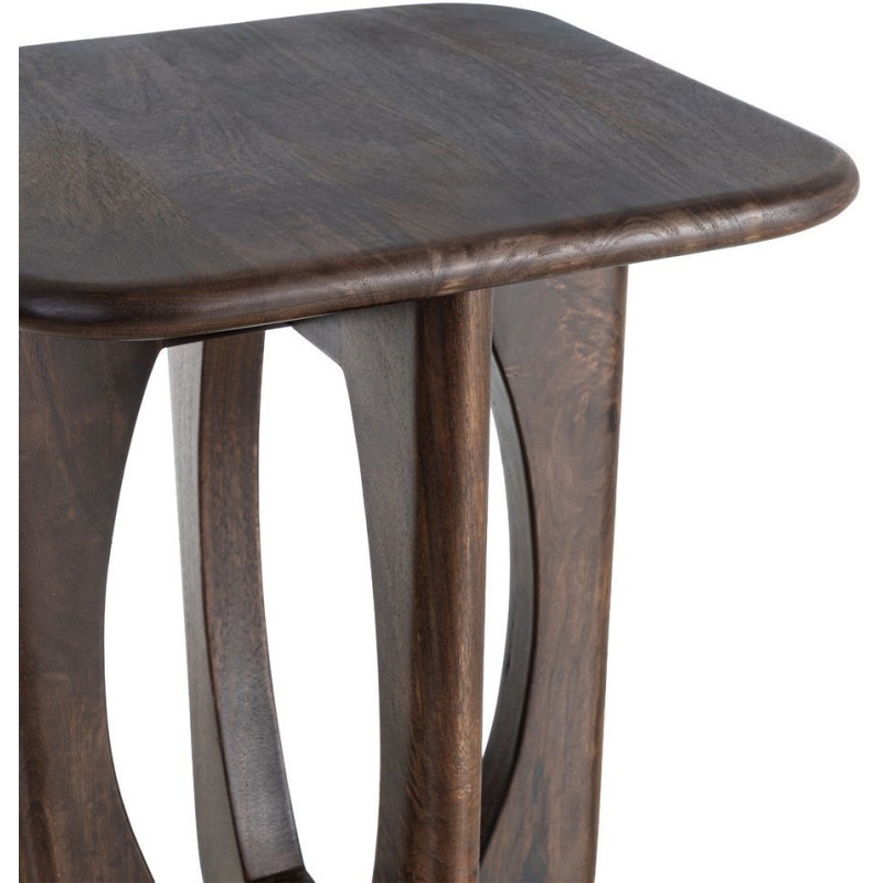 Table d'appoint moderne Japandi Carrée 45 cm Bois de manguier Naturel Umbral 