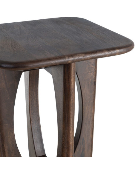 Table d'appoint moderne Japandi Carrée 45 cm Bois de manguier Naturel Umbral 