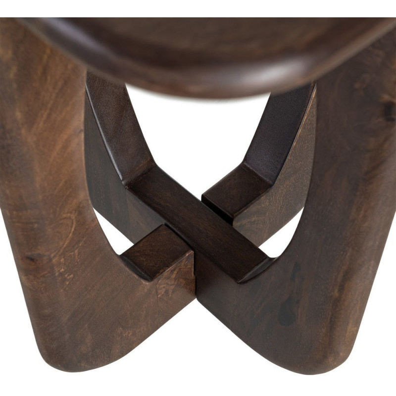 Table d'appoint moderne Japandi Carrée 45 cm Bois de manguier Naturel Umbral 