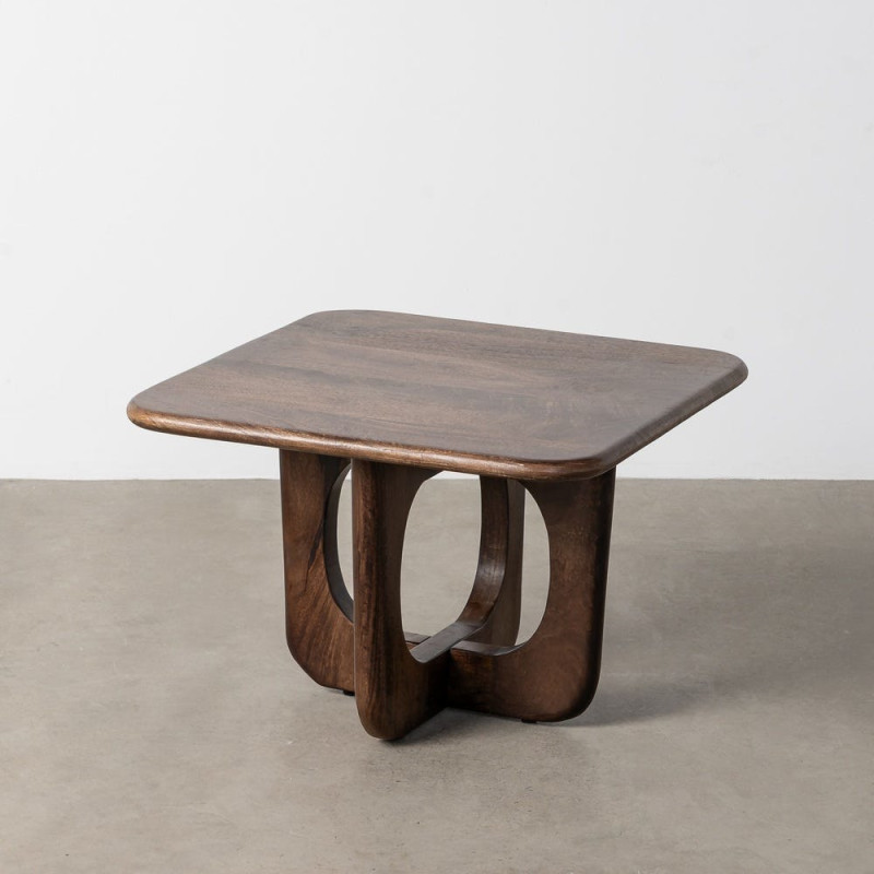 Table basse moderne Japandi Carrée 60 cm Bois de manguier Naturel Umbral 