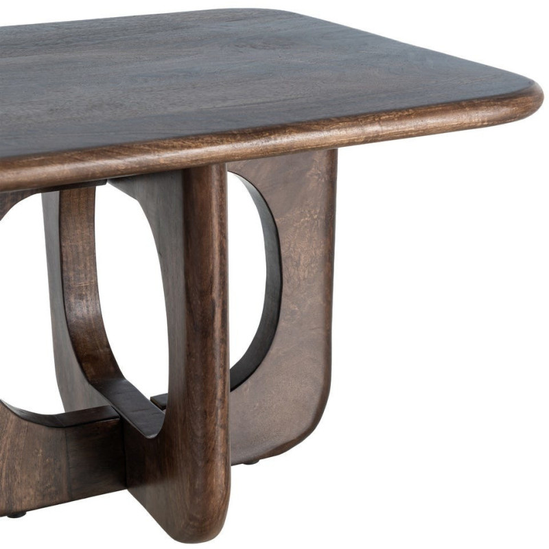 Table basse moderne Japandi Carrée 60 cm Bois de manguier Naturel Umbral 