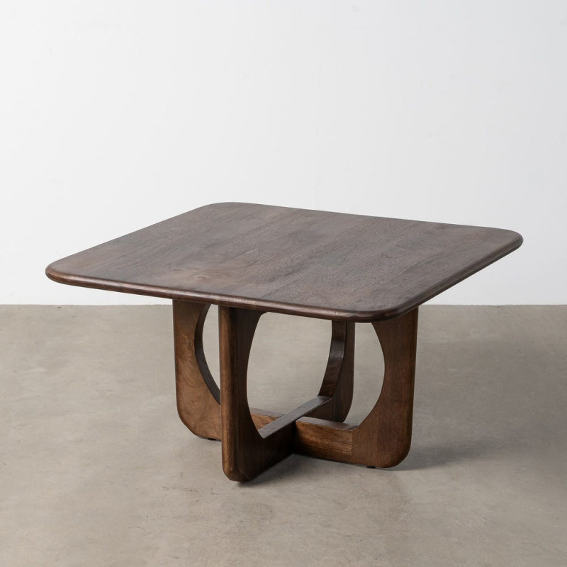 Table basse moderne Japandi Carrée 80 cm Bois de manguier Naturel Umbral 