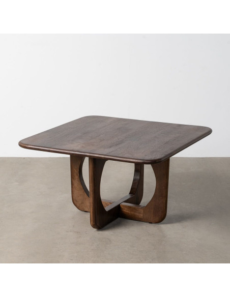 Table basse moderne Japandi Carrée 80 cm Bois de manguier Naturel Umbral 