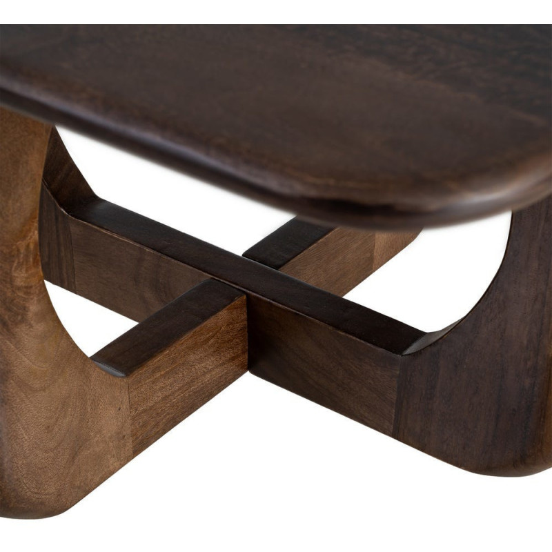 Table basse moderne Japandi Carrée 80 cm Bois de manguier Naturel Umbral 