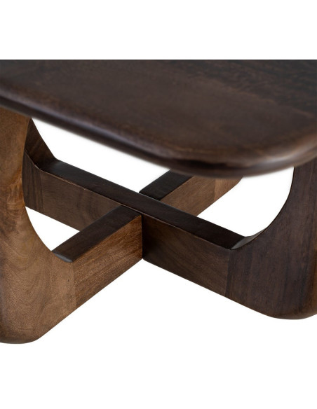 Table basse moderne Japandi Carrée 80 cm Bois de manguier Naturel Umbral 