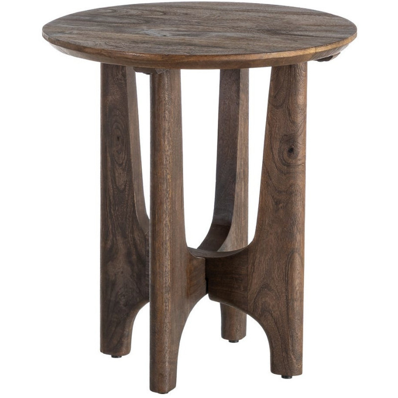 Table d'appoint moderne Japandi Ronde 50 cm Bois de manguier Naturel Umbral 