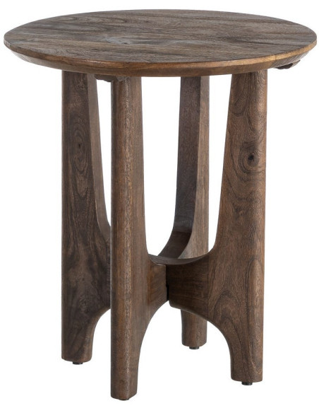 Table d'appoint moderne Japandi Ronde 50 cm Bois de manguier Naturel Umbral 