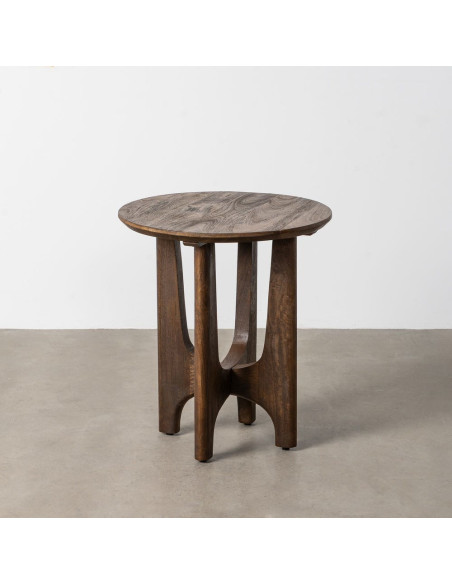 Table d'appoint moderne Japandi Ronde 50 cm Bois de manguier Naturel Umbral 