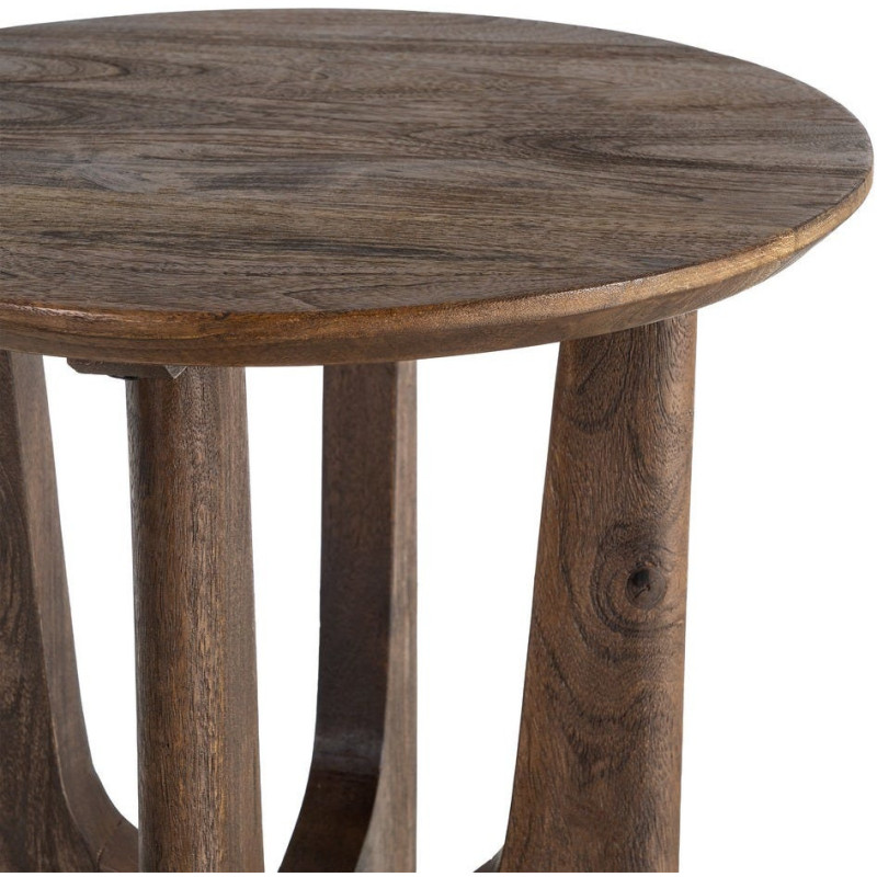 Table d'appoint moderne Japandi Ronde 50 cm Bois de manguier Naturel Umbral 