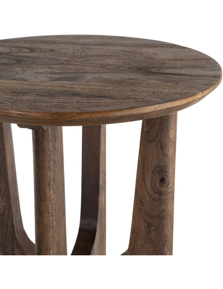Table d'appoint moderne Japandi Ronde 50 cm Bois de manguier Naturel Umbral 