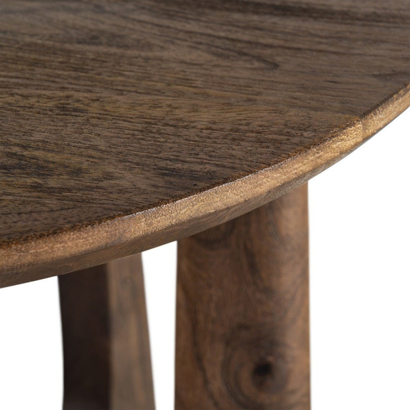 Table d'appoint moderne Japandi Ronde 50 cm Bois de manguier Naturel Umbral 