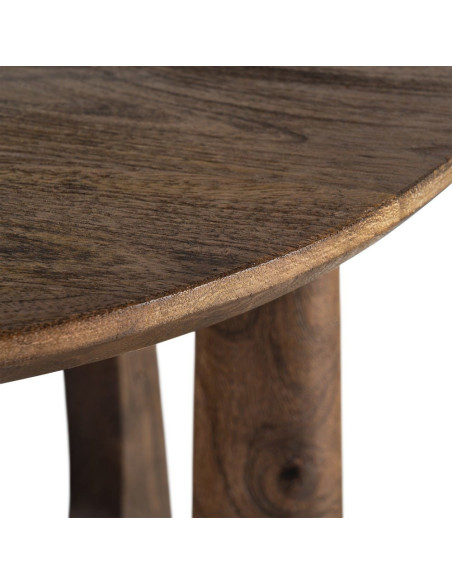 Table d'appoint moderne Japandi Ronde 50 cm Bois de manguier Naturel Umbral 