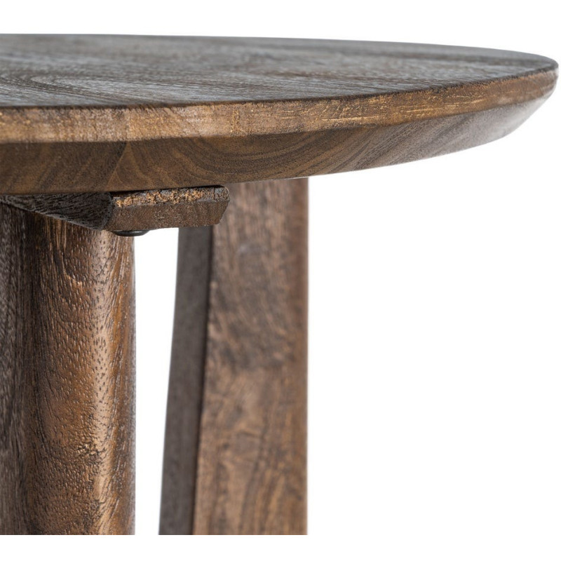 Table d'appoint moderne Japandi Ronde 50 cm Bois de manguier Naturel Umbral 