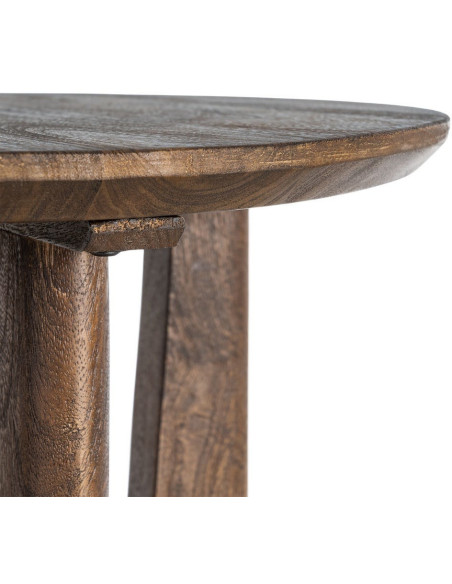 Table d'appoint moderne Japandi Ronde 50 cm Bois de manguier Naturel Umbral 