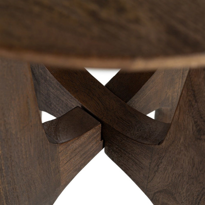 Table d'appoint moderne Japandi Ronde 50 cm Bois de manguier Naturel Umbral 