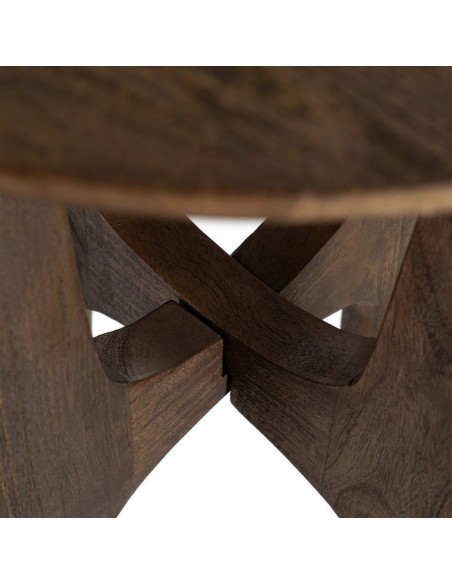 Table d'appoint moderne Japandi Ronde 50 cm Bois de manguier Naturel Umbral 