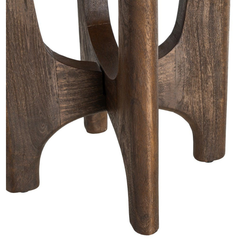 Table d'appoint moderne Japandi Ronde 50 cm Bois de manguier Naturel Umbral 